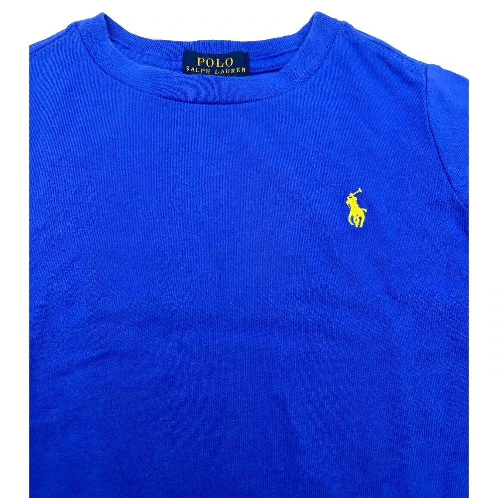 Polo Ralph Lauren Boys T-Shirt Top Blue Yellow Logo 3/3T
